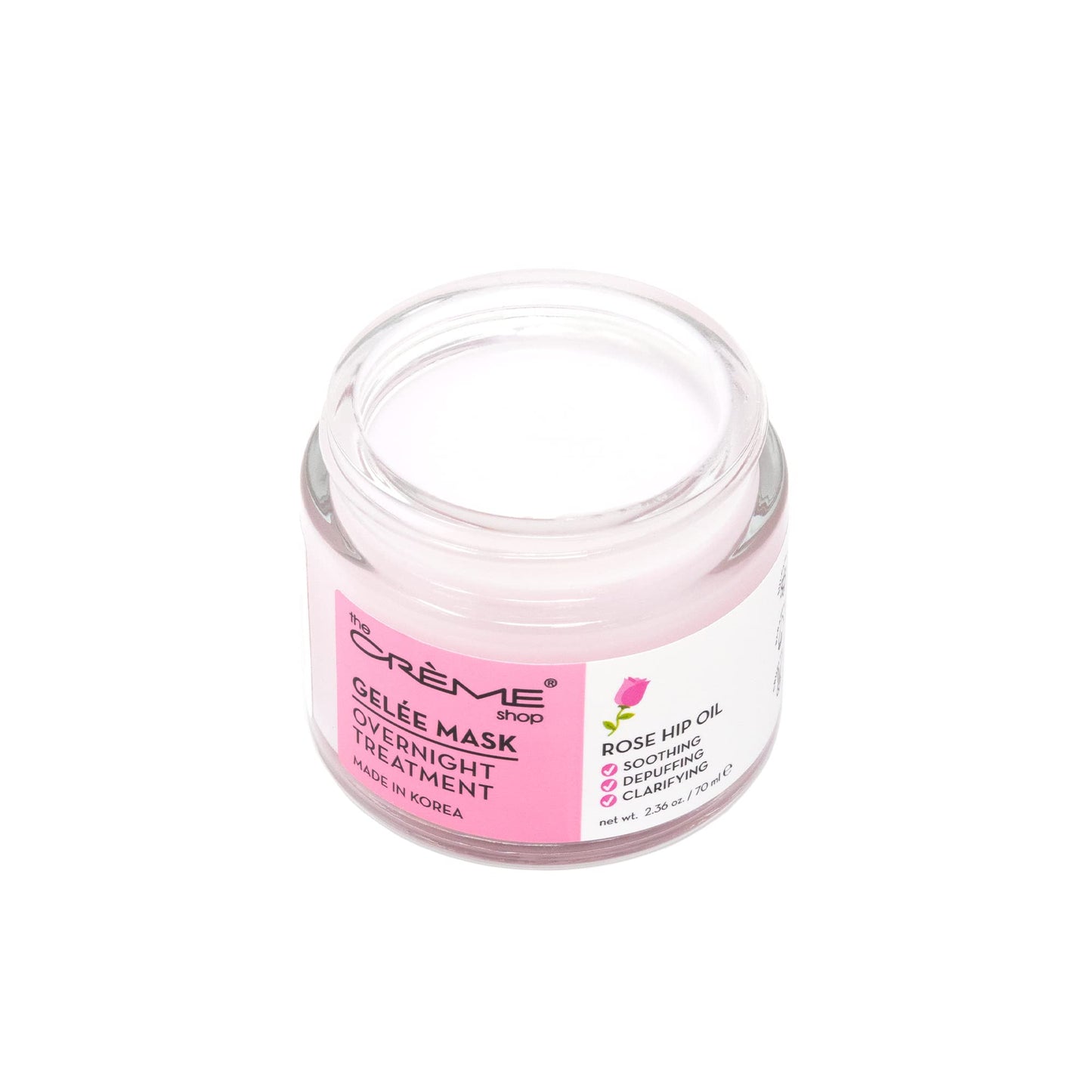 The Crème Shop Rose Hip Oil Gelée Overnight Face Mask, Korean Facial Mask, Sleeping Face Mask, Anti-Puffiness Facial Mask, Hydrating Face Mask - 2.36oz