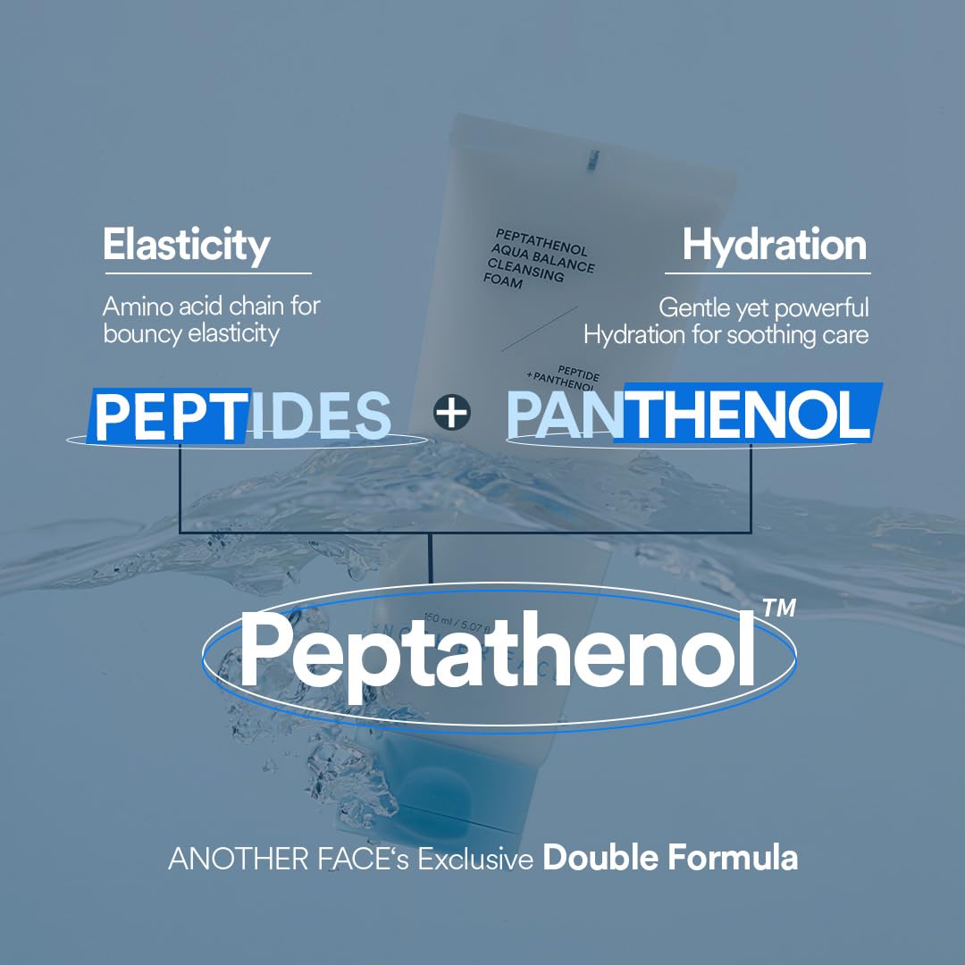 ANOTHERFACE PEPTATHENOL™ Aqua Balance Cleansing Foam 5.07 Fl. Oz., Peptied, Panthenol, Daily Low pH Facial Deep Cleanser, Hydrating Bubble Foam, Korean Skin Care, Mild for Sensitive Skin, Vegan