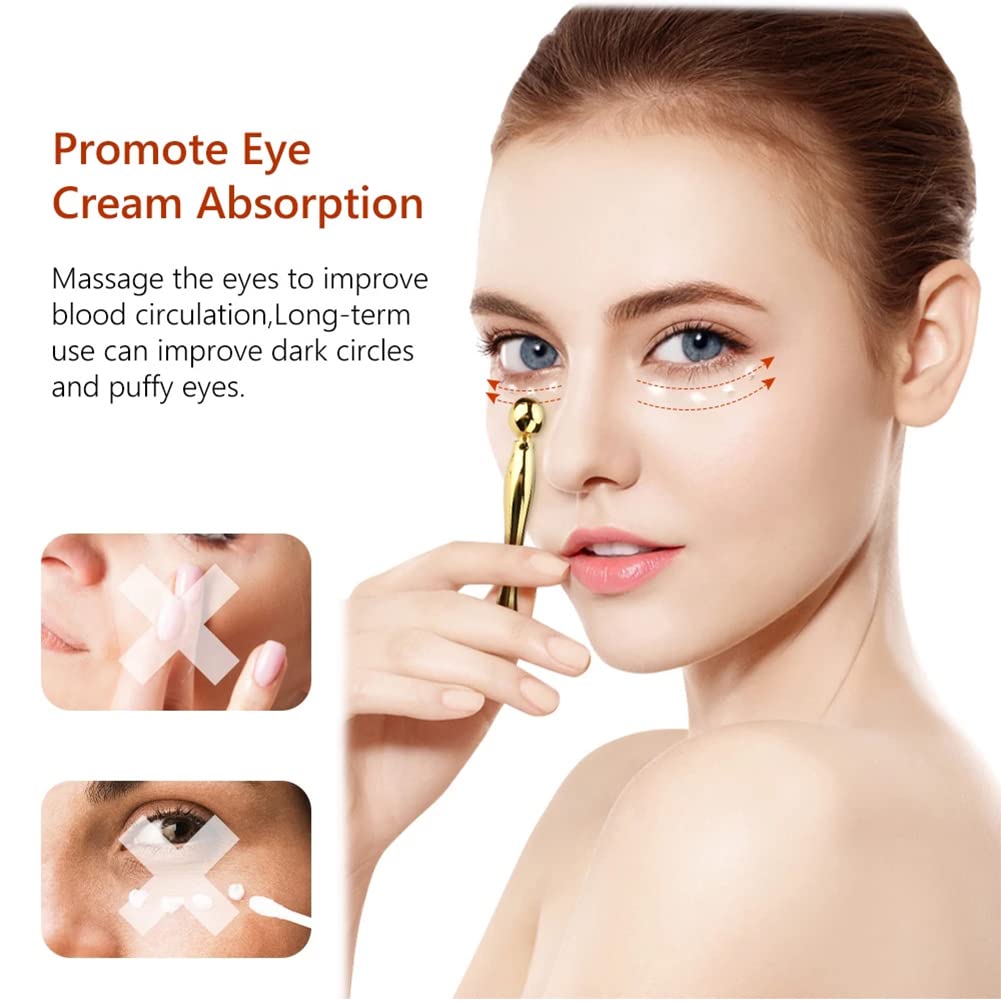 Metal Eye Face Cream Applicator Stick and Mini Cosmetics Spoon Spatula, Zinc Alloy Makeup Spoon Metal Eye Facial Massager for Facial Cosmetic Face Cream (Gold)