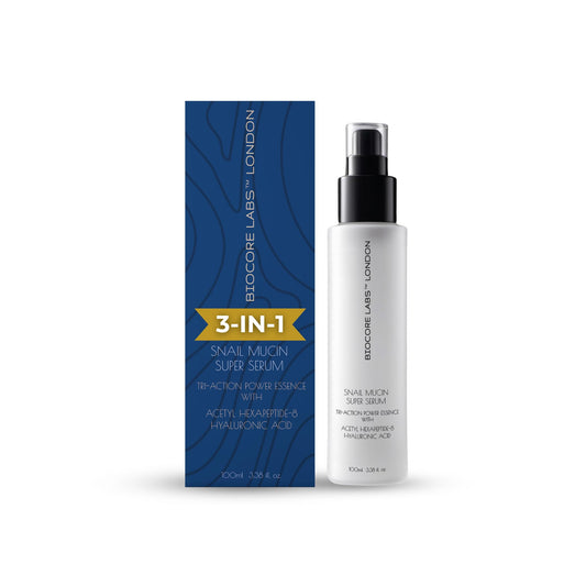 Advanced 3 IN 1 SNAIL MUCIN SUPER SERUM infused with FACELIFT Peptide by BIOCORE LABS™ Plumping,Moisturizing,Healing Serum for face 100ml 3.38 FL. OZ.