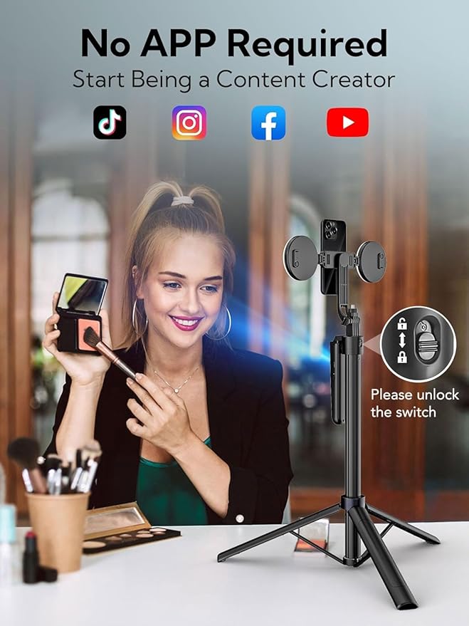 Auto Face Tracking Tripod 360 Rotation,Phone Tripod for iPhone w/Fill Light,Selfie Stick for iPhone w/Remote Control,70” Phone Holder Video Recording for Content Creators TikTok(UTK-02)