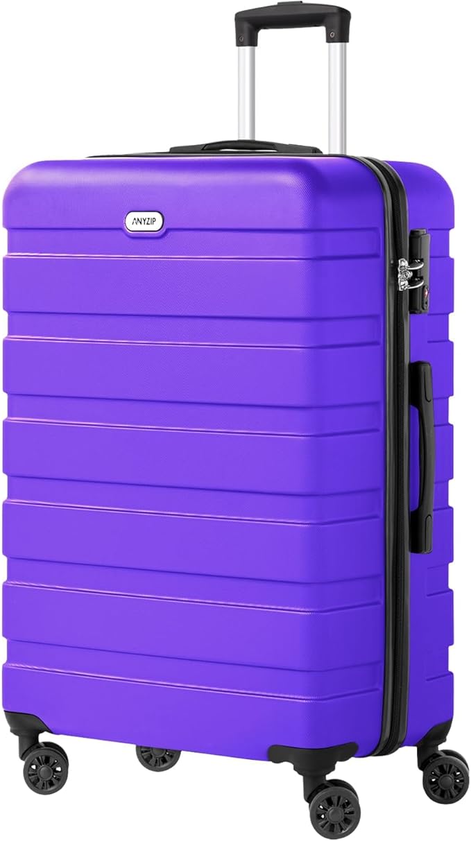AnyZip Luggage PC ABS Hardside Lightweight Suitcase with 4 Universal Wheels TSA Lock Checked-Large 28 Inch Violet Purple