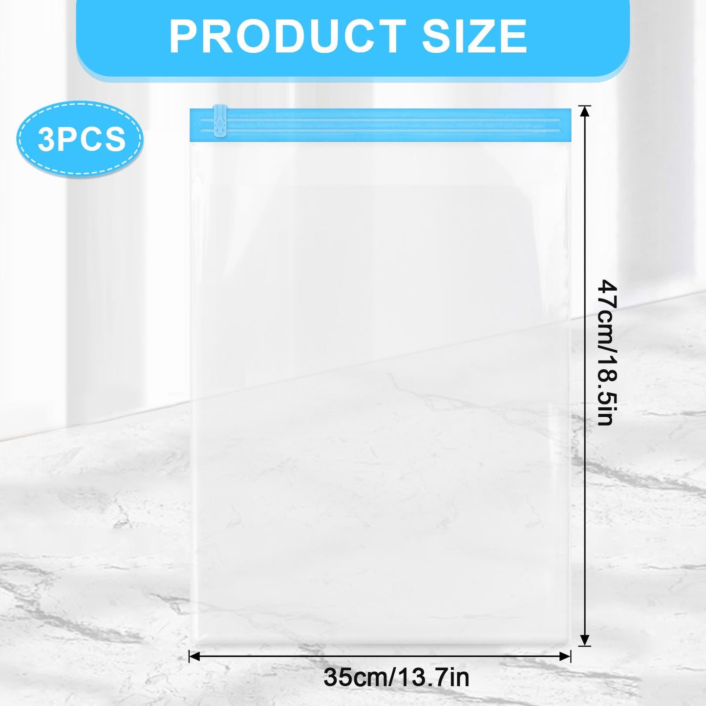 AOZUO Travel Compression Bags, Roll-Up Space Saver Bags Vacuum Storage Bags 47x35cm/18.5x13.7in for Luggage Backpack Suitcase Packing Organizers(3PCS)