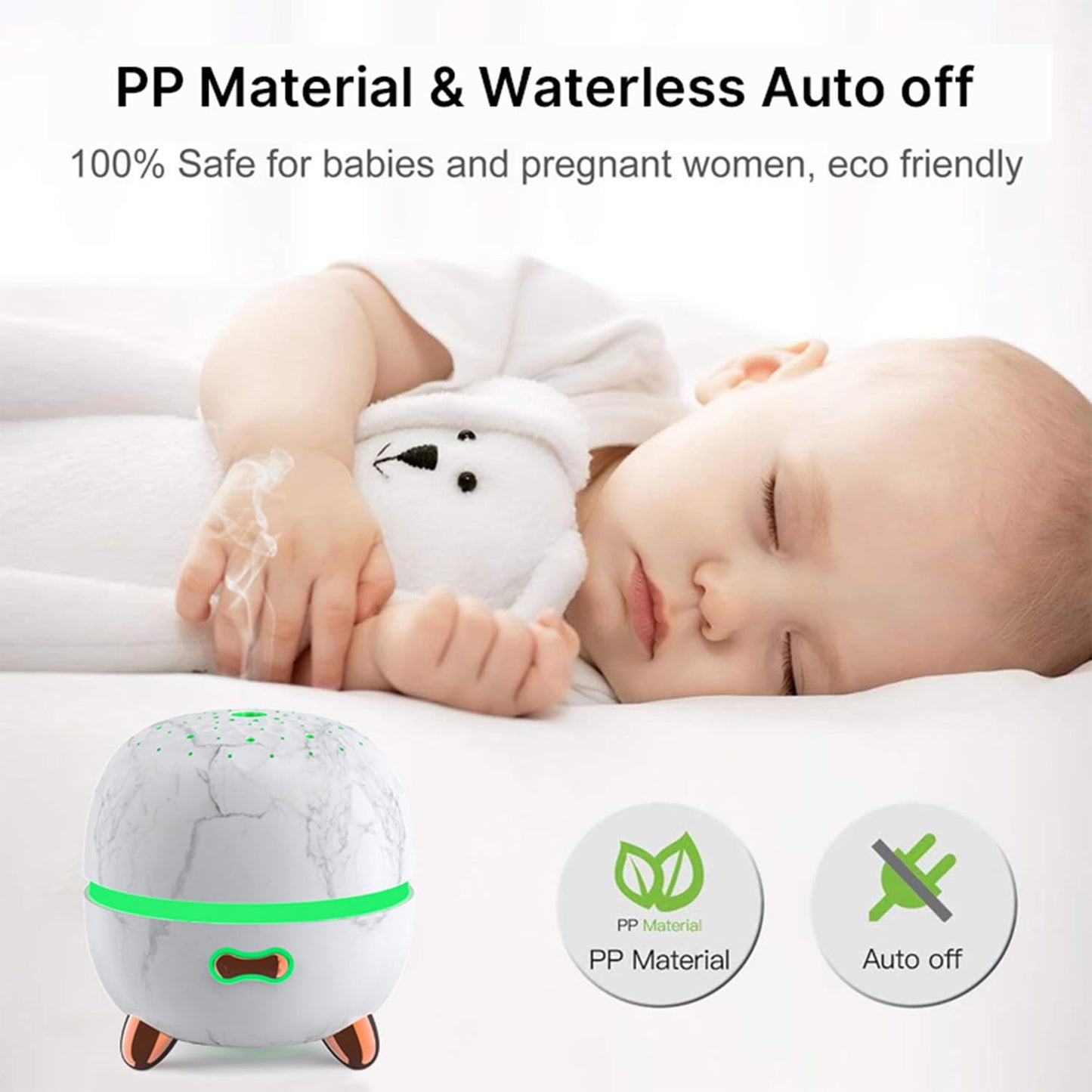 Pinci Essential Oil Diffuser, 120ml Small Aromatherapy Diffuser, Ultrasonic Diffusers for Essential Oil, Cool Mist Humidifier with 7 Color LED and Auto Off Safety, for Bedroom,Office, Study Room