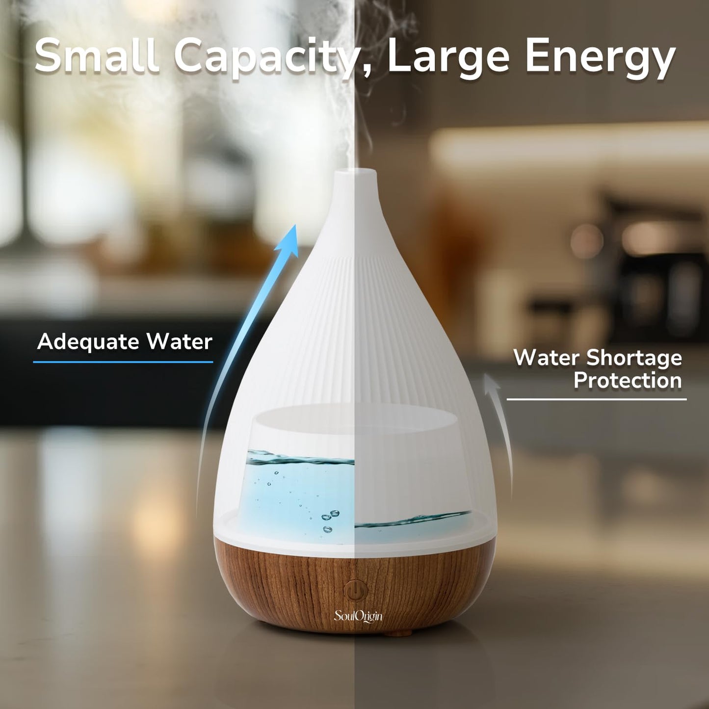 SOULORIGIN Ultrasonic Essential Oil Diffuser, Home Fragrance Aroma Diffuser with Auto Shut-Off, 8-Color Night Light & Ultra-Quiet Operation, BPA-Free Portable Aromatherapy Humidifier for Home (Dark)