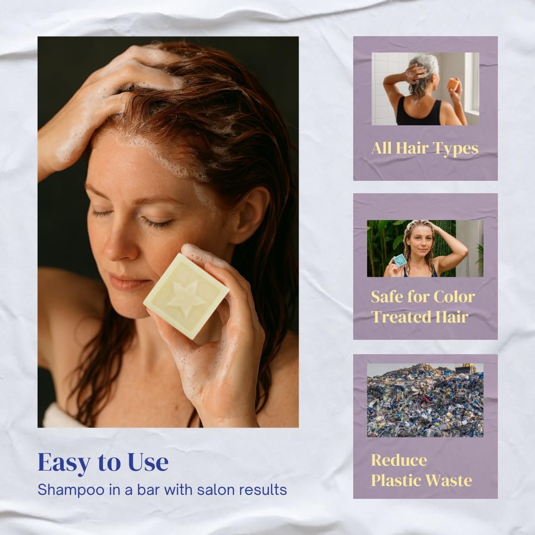 StarBars Protect Shampoo Bar - For Dry, Delicate or Color Treated Hair - Sandalwood Vanilla - With Argan Oil - Sulfate-Free, Silicone-Free, No Parabens or Phthalates - Made in the USA - 2.5oz