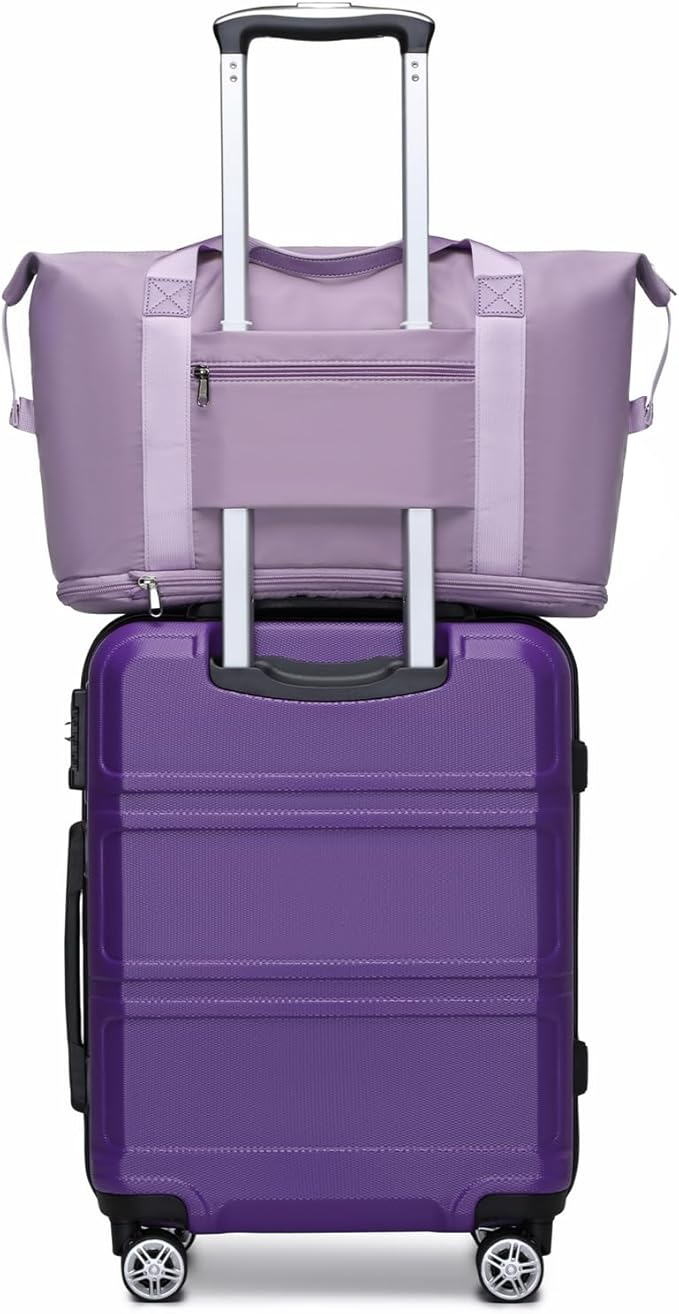 Kono Luggage Set 4 Piece Carry On Hardside Luggage with TSA Lock Spinner Wheels Carry On Suitcase Purple