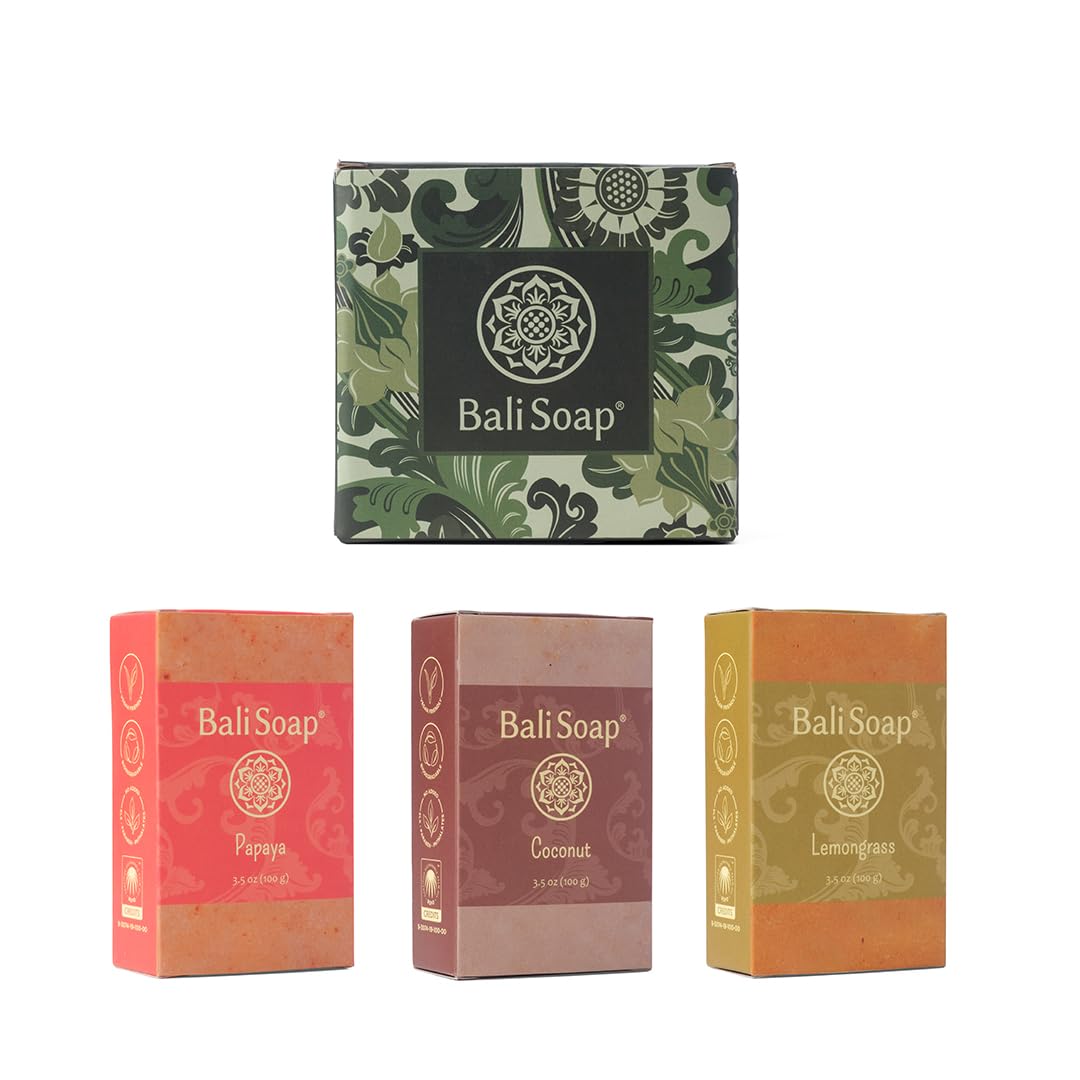 Bali Soap 3-Pack Handmade in Bali, Natural Cold Processed Bar Soap for Daily Use with Plant-Based Oils, Purifying & Refreshing, Vegan