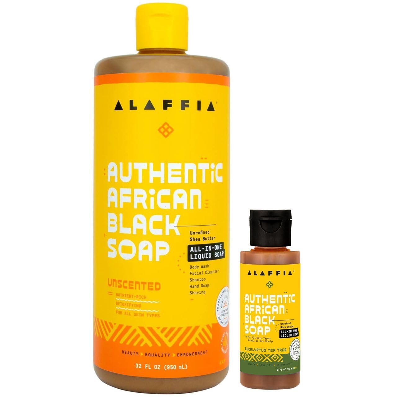 Alaffia All In One Unscented African Black Soap, 32 Fl Oz