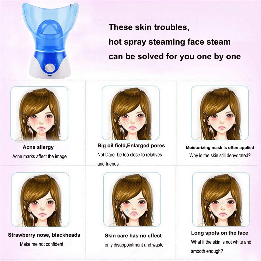 Facial Steamer Hot Mist Home Sauna Face Humidifier for Steaming Skincare (Blue)