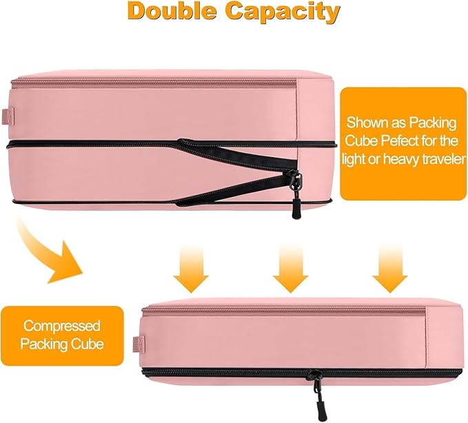 8 Set Compression Packing Cubes for Travel, Waterproof Luggage Organizers, Suitcase Organizer Set for Carry-On & Checked Baggage, Travel Accessories for Men & Women
