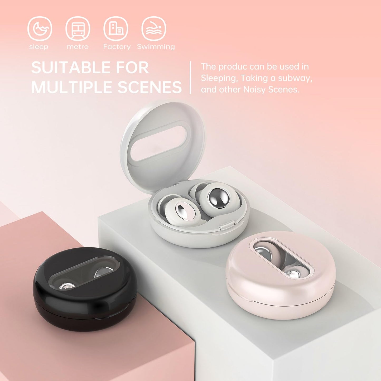 CHACHA Earplugs for Sleeping, 45dB Noise Cancelling Reduction, Soft Silicone Earplugs for Travel, Concert, Focus, Must-Have Travel Essentials for Hearing Protection, White