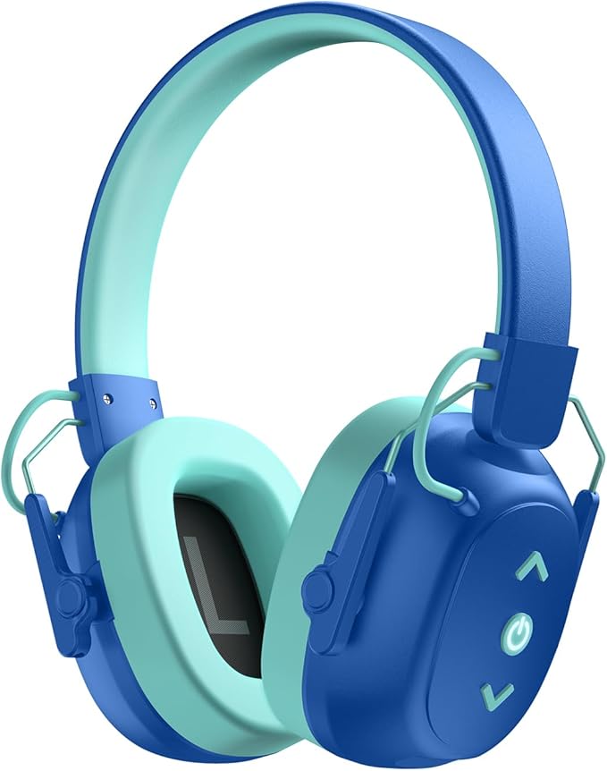 Kids Noise Cancelling Headphones, Sound Proof Ear Protection, 29dB SNR Noise Reduction Bluetooth 6.0 Earmuff, 94dB Lock - 80H Playtime, Hearing Protection for Autism, Shooting Gun Range Mowing (Blue)