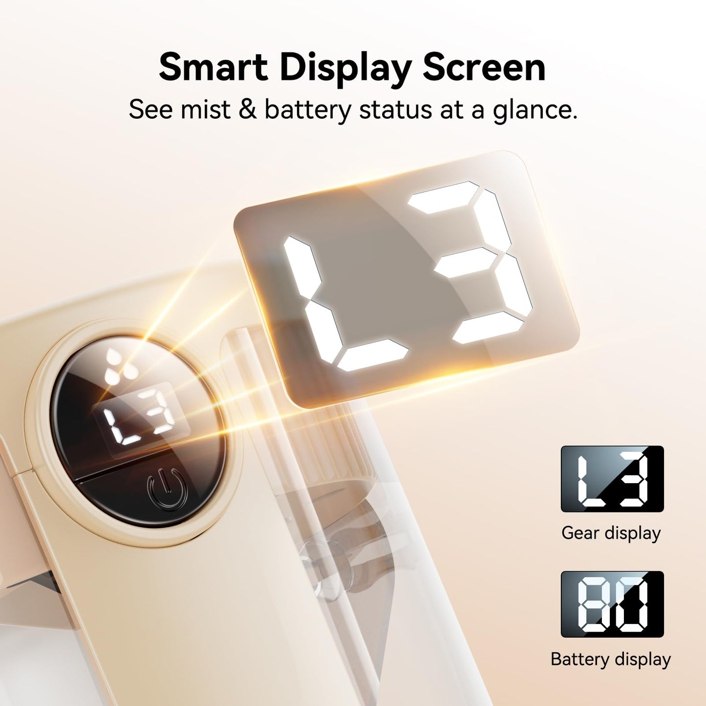 KIMMOO Smart Humidifiers for Bedroom, Rechargeable Top Fill Humidifier with Night Light, 1.4L Cool Mist Humidifier for Office Home Plant and Baby, 3-Speed Mist Control, Quiet, Auto Shut-Off, Beige