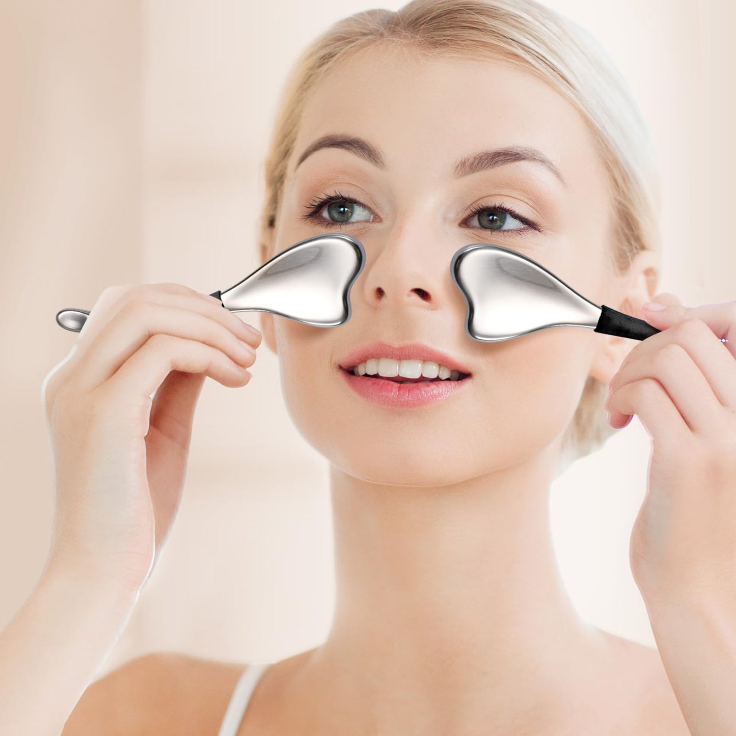 Fabludo 3-in-1 Cryo Gua Sha Facial Tools, Ice Roller Globes for Women Face and Eyes Massager, Unbreakable Stainless Steel Face Sculpting Skin Care Tools, Esthetician Supplies with Carry Case