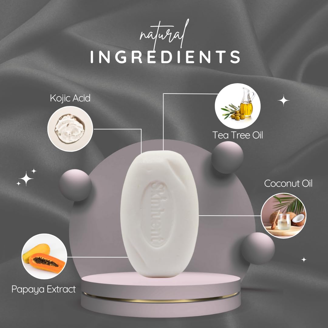 Skinluent Kojic Acid Soap for Dark Spots and Hyperpigmentation – Face & Body Bar for Uneven Skin Tone, and Age Spots, 4.4oz