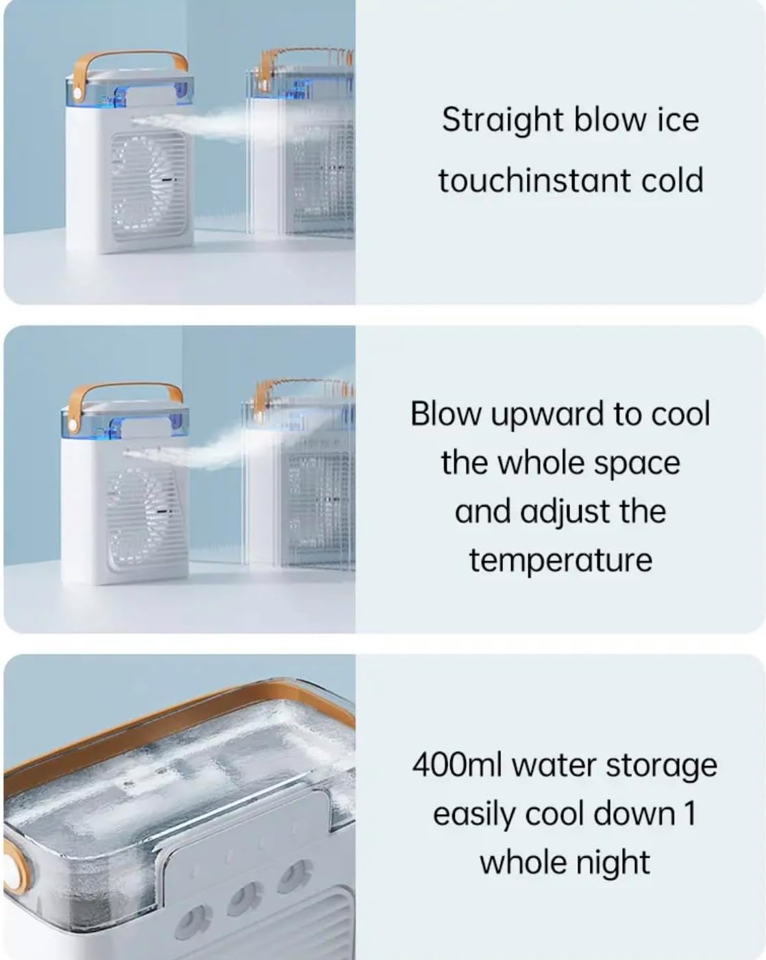 LBCB Portable Air Conditioner - Small Portable AC Quiet Personal Air Cooler,USB Powered Mini Desktop Cooling Misting Fan, 1/2/3 H Timer, 3 Speeds, Quality Mini AC Cooling Fan Air Cooler, White