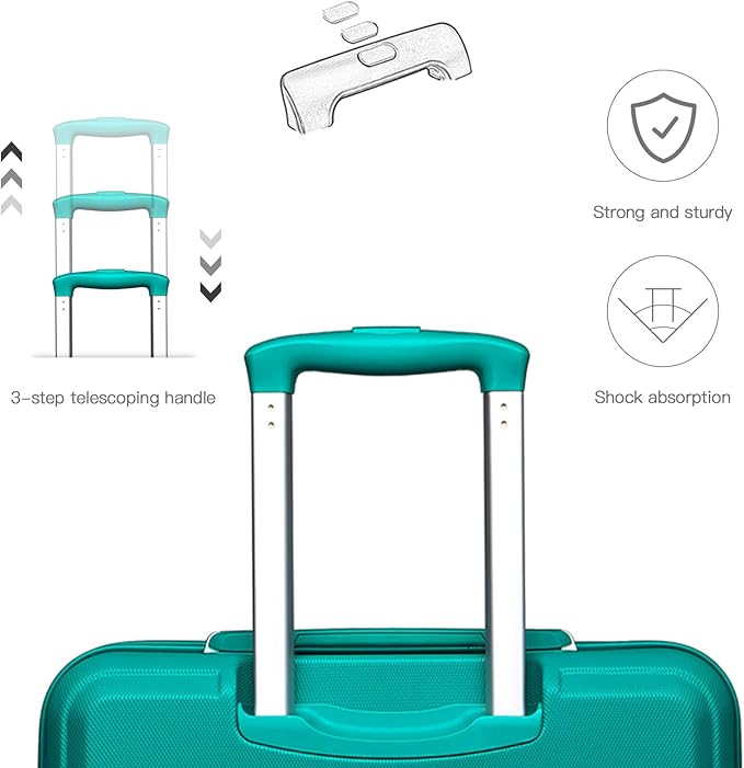 Kono Carry On Luggage Set Lightweight Airline Approved Carry On Suitcase with TSA Lock Spinner Wheels Durable Luggage Hardside Turquoise