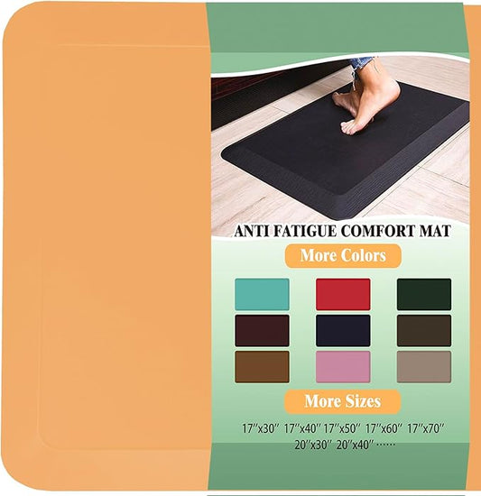 1" Extra Thick Anti Fatigue Floor Mat 30" L x 20" W,Kitchen Mat, Standing Desk Mat,140D Advanced PU Foam Ergonomic Comfort at Home, Office, Garage, Sink (Orange)