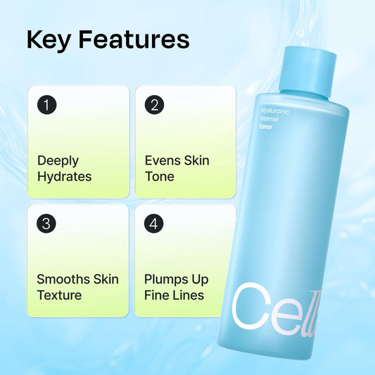 Celladix Hyaluronic Intense Toner – 95% Pure Hyaluronic Acid with Rice Extract & Niacinamide for 100 Hours of Hydration & Radiant Glass-Skin Glow – Korean Skincare, 10.14 Fl Oz