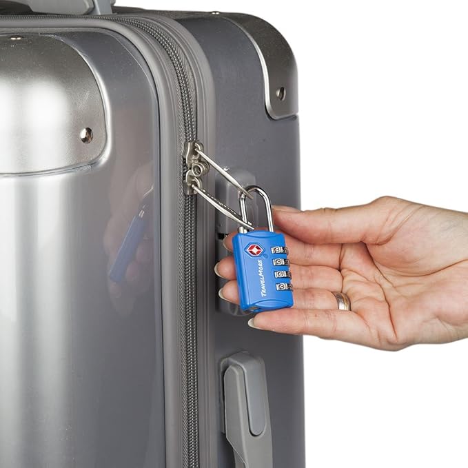 3 Pack TSA Luggage Locks with 4 Digit Combination – Heavy Duty Set Your Own Padlocks for Travel, Baggage, Suitcases & Backpacks - Blue