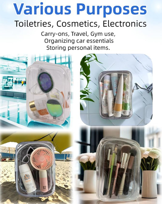 CALYGO Packing Cubes Quart Size Travel Bag Tsa Approved Clear Toiletry Bag Small European International Must Haves Long Flight Airplane Essentials (3, Pink, Pink,Clear)