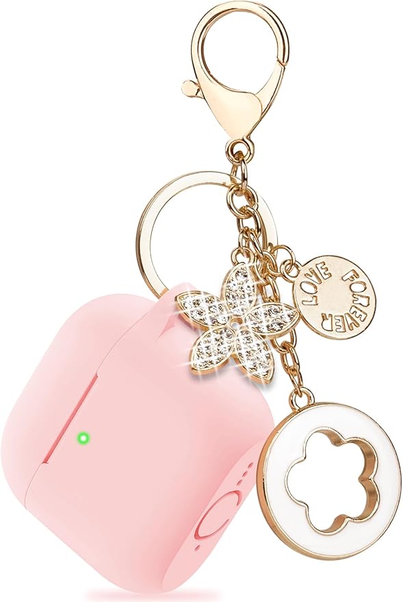 Case Cover for Apple Airpods 4 - VOTILE Airpods 4 Cases 2024 Cover Women Silicone iPods 4 Earbuds Wireless Accessorie Charging Cases Girl Bling Keychain for Airpod iPods 4th Generation - Pink
