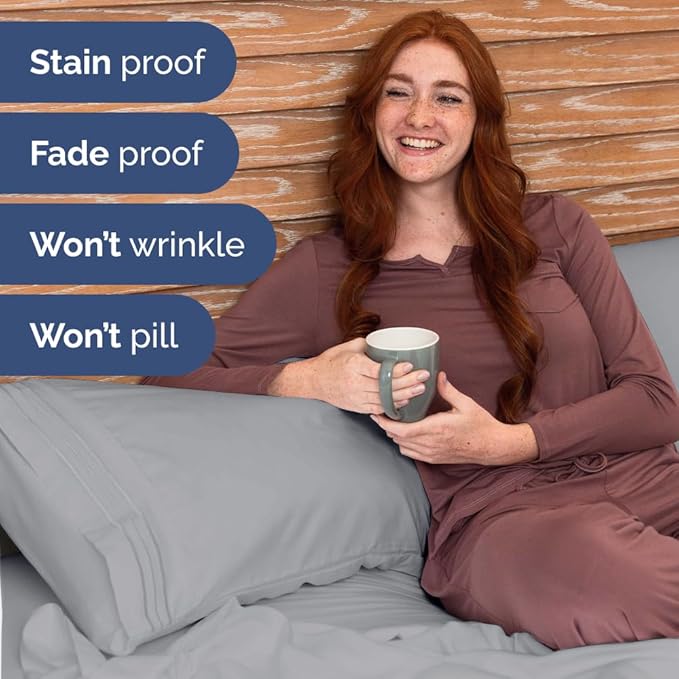 Bulk Case Pack of 16 Sheet Sets - (16) Complete Twin Size Sheet Sets with Deep Pockets - Wholesale Bulk Bedding for Hotels, Spas & Airbnbs - Breathable, Cooling and Wrinkle Free - (Twin, Steel Blue)