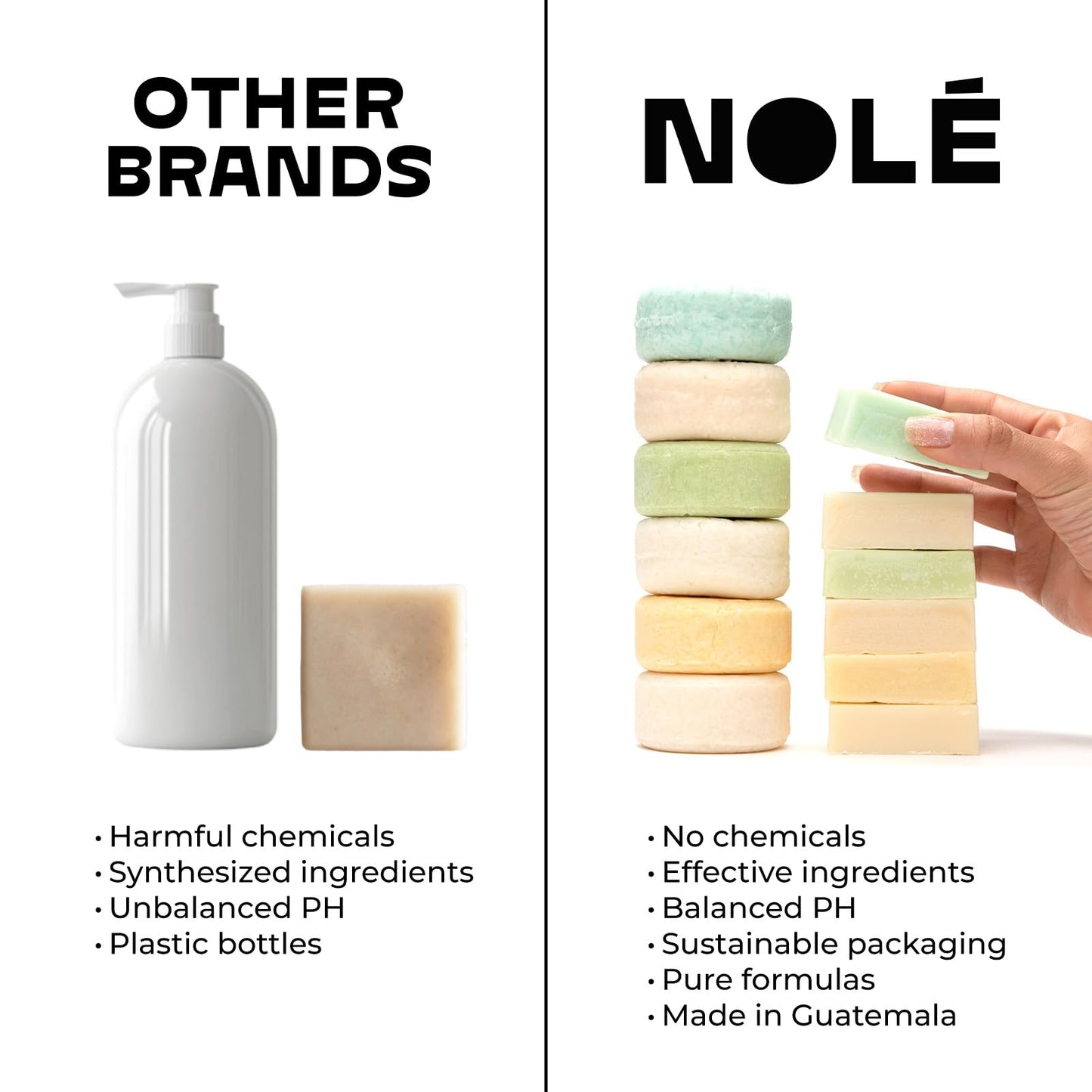 NOLE CARE Sustainable Conditioner Bar with Coconut & Batana Oil for Frizz (2.12 Oz Bar) - Sustainable, PH Balanced, Rice Protein Conditioner for Silky Frizzy Hair, Plastic-Free