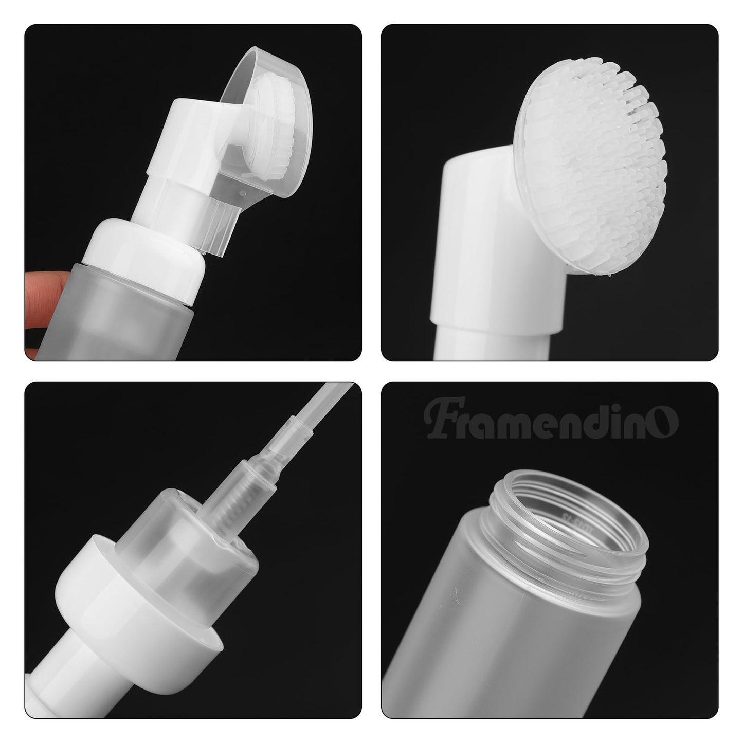 Framendino, 4 Pack Facial Cleanser Foaming Bottle Empty Mini Soap Pump Dispenser Black White