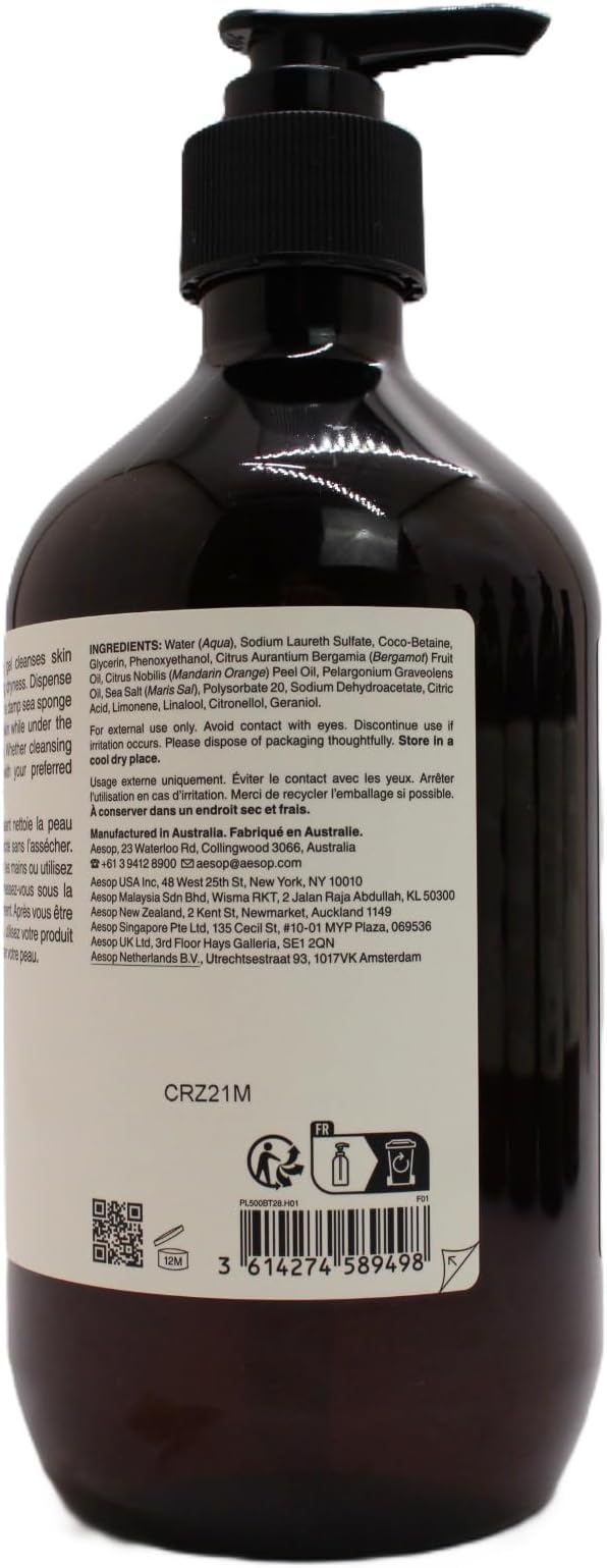 Aesop Geranium Leaf Body Cleanser and Shampoo | Paraben, Cruelty-free & Vegan | 16.9 oz