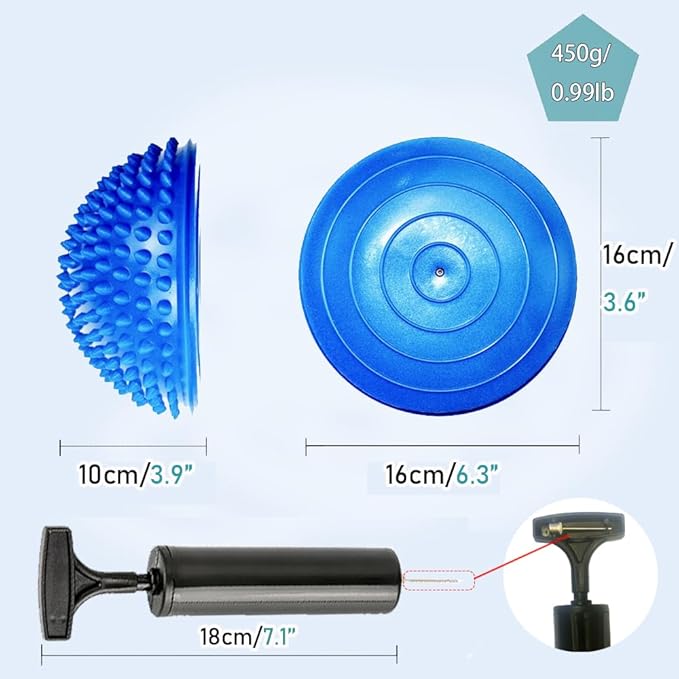 2PCS Hedgehog Balance Pods, Pimples Pilates Ball, Half Spiky Fitness Domes for Kids Adults Sports, Foot Massage, Stability Training, Muscle Balancing Therapy, Motor Skills Yoga Gymnastics Exercise