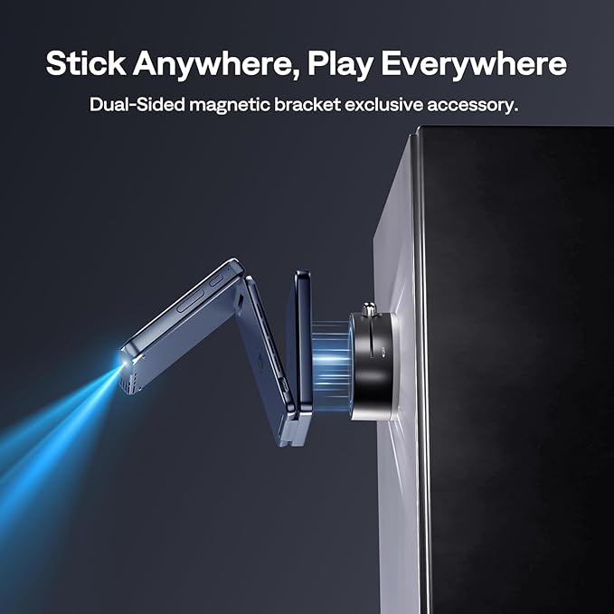 Aurzen ZIP Tri-Fold DLP Ultra-Portable Mini Projector with Bluetooth 5.4, Screen Mirroring, 1.5H Playtime, Type-C Fast Charging, Zero-Lag Focus&Keystone, Compatible with Phone/Tablet/PC, Blue