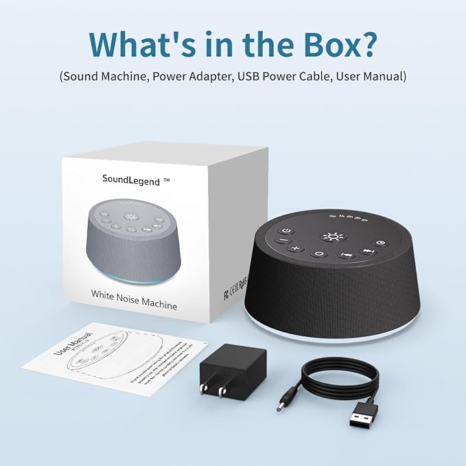 SoundLegend White Noise Sleep Sound Machines 30 Sounds 12 Colors Light 32-Level Volume 5 Timers for Home Travel Gift Adjustable Brightness Memory Function Compact