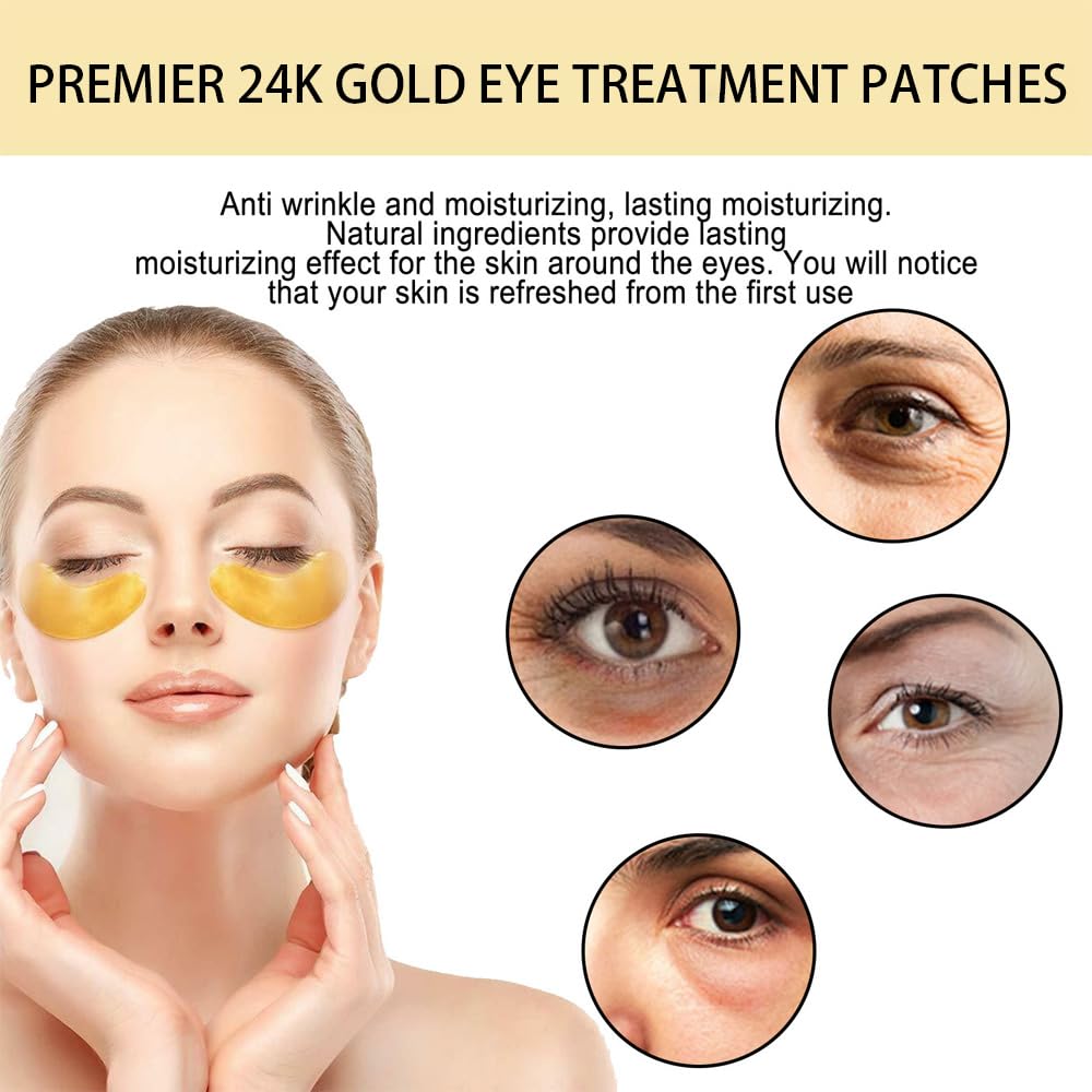 LaPalo 24K Gold Eye Mask (60Pcs) Under Eye Patches for Puffy Eyes & Dark Circles - with Collagen,Glycyrrhiza,Glabra, Natural Plant Ingredients Eye Skin Care Pads