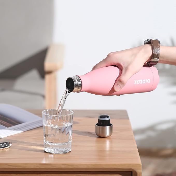 BJPKPK 17oz Insulated Stainless Steel Water Bottles,Sports Water Bottles Keep Cold for 24 Hours and Hot for 12 Hours,BPA Free for Travel,Angle White