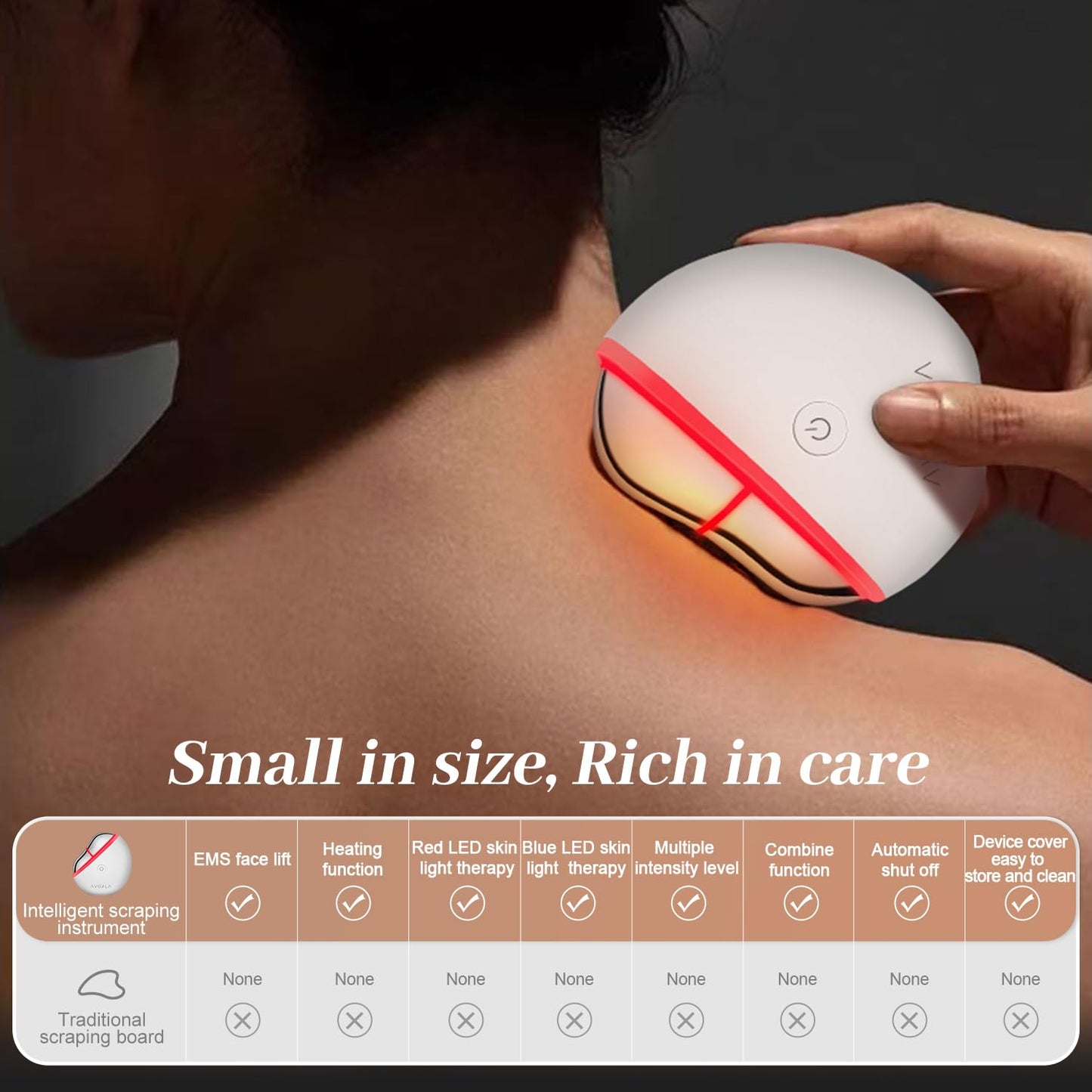 AVORLA LED Gua Sha Facial Tool with Heat and Microcurrent, Skin Toning Device, Skin Light Therapy Anti-Aging/Anti-Wrinkles,face Lift, Eye/face Puffiness, Skin Firm