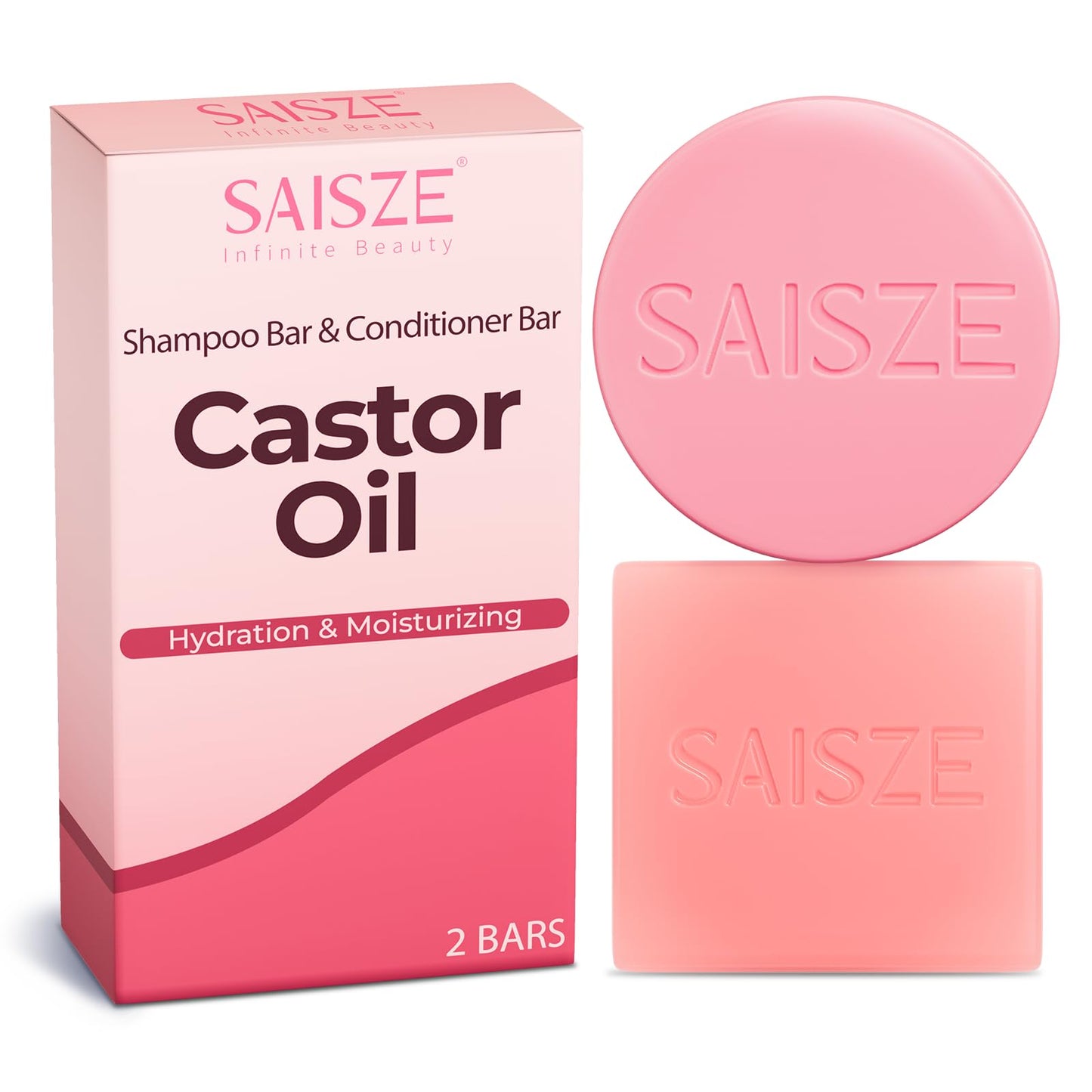 SAISZE Castor Oil Shampoo and Conditioner Bar, Hydrating and Moisturizing Hair, Natural Solid Shampoo for Hair Growth and Scalp Nourishment