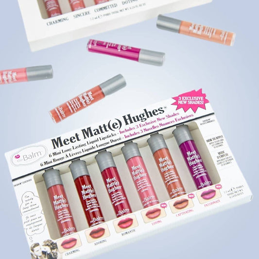 theBalm Meet Matt(e) Hughes 6 Mini Long-Lasting Liquid Lipsticks, 0.04 Fl Oz (Pack of 6) - Volume 3