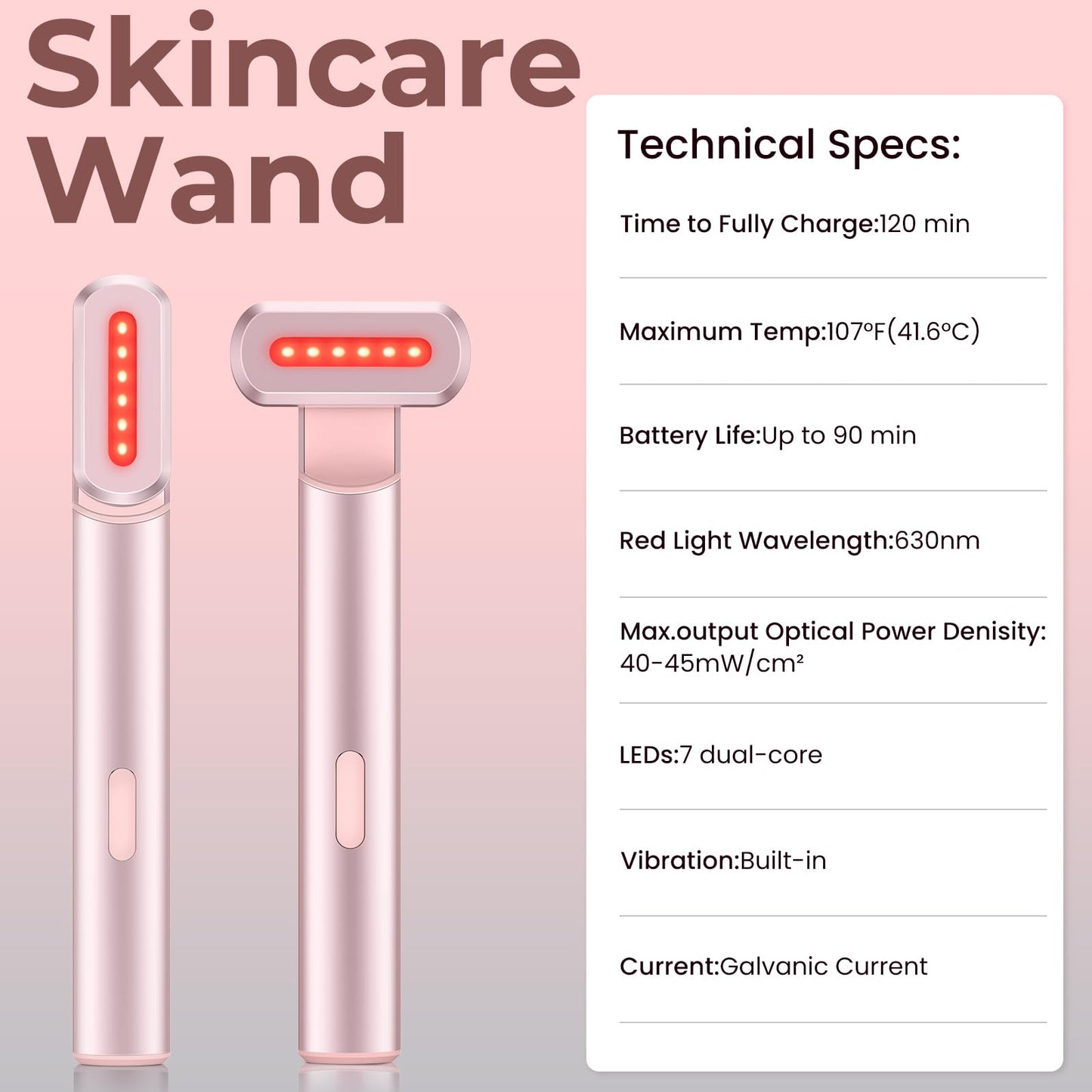 4-in-1 Light-Therapy-Wand,Red Light Therapy for Face and Neck - Microcurrent Facial Device for Anti-Aging - Face & Eye Massager Skincare (2 Colors led Light)