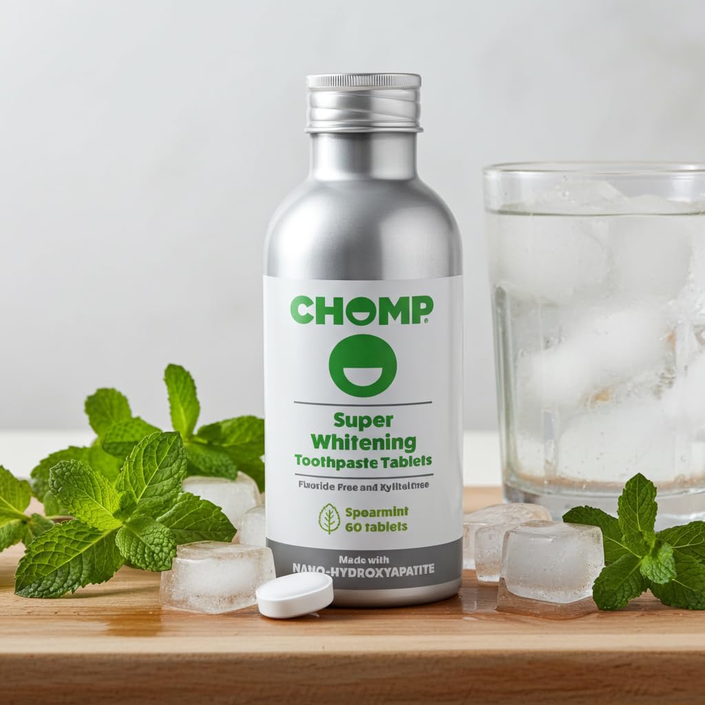 Chomp Super Whitening Spearmint Toothpaste Tablets with Nano Hydroxyapatite