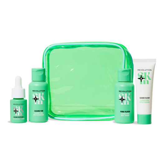Revolution Skincare London, Clearly Clarify 4 Step Starter Kit, Skincare Set for Blemish-Prone Skin with Cleanser, Toner, Serum & Moisturizer, Vegan & Cruelty-Free, 4 Mini Products