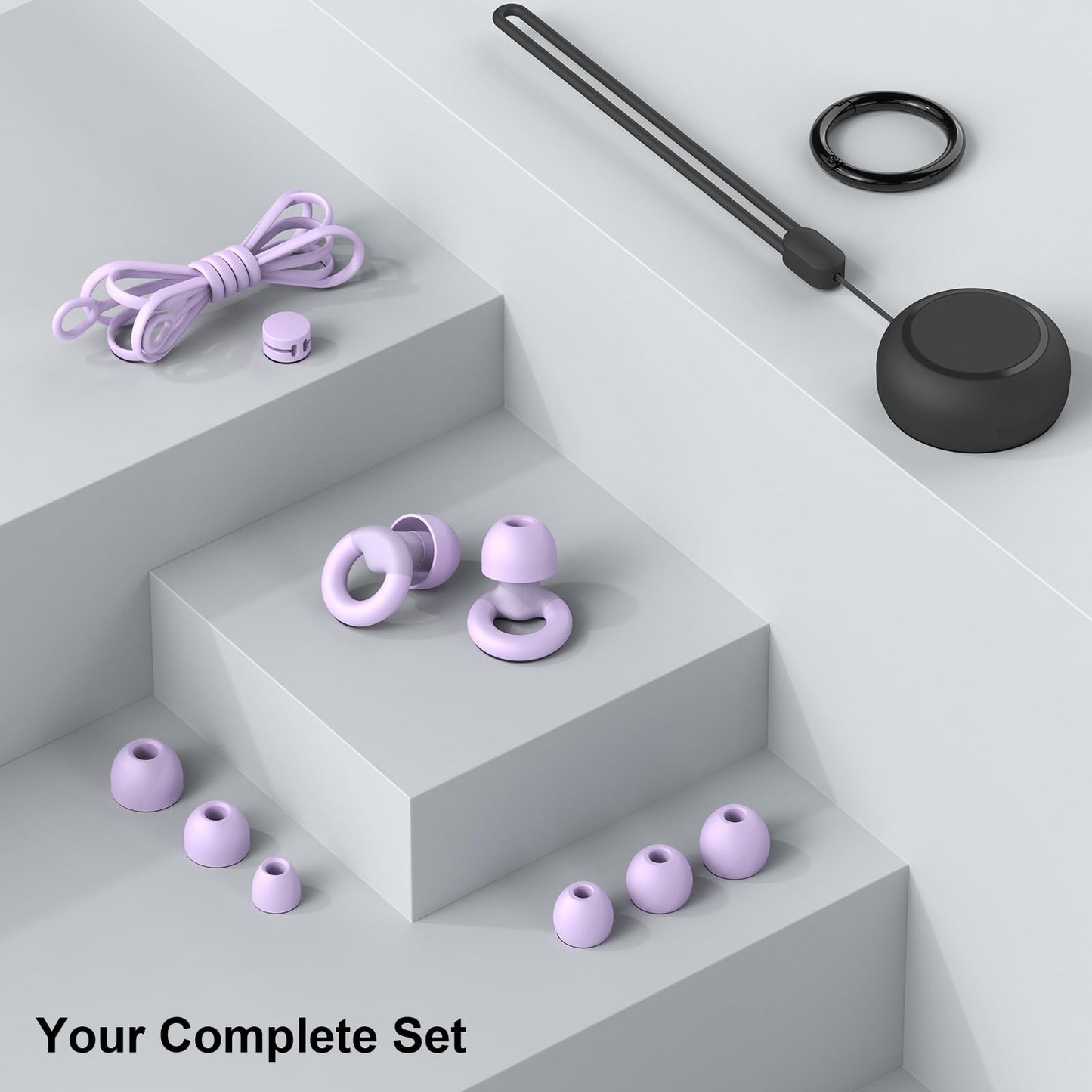 JUSTRVN Earplugs for Sleeping,Noise Reduction Soft Silicone Ear plugs with 7 Pairs Ear tips&One Connection Cord,Hearing Protection Reusable Earplugs for Sleeping,Concert,Work&Sound Reduction 25dB-30db