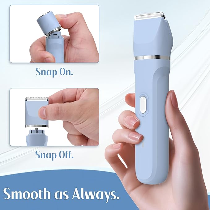 5-in-1 Bikini Trimmer for Women, IPX7 Waterproof Electric Razors Shaver, Cordless Body Hair Trimmer, Facial & Pubic Hair Removal, Ceramic Blade (Sky Blue)