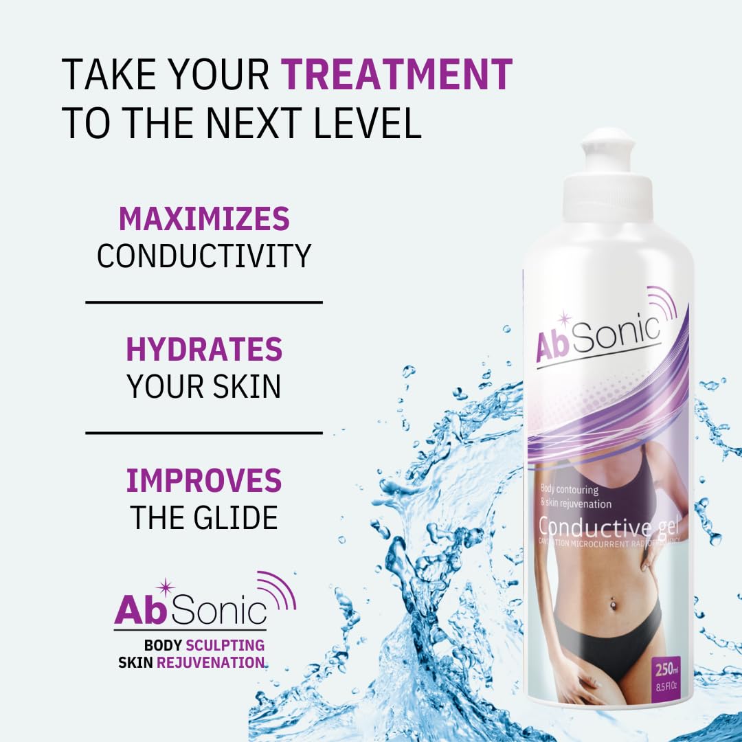 Absonic Conductive Gel for Cavitation & Microcurrent – Gel for Facial Rejuvenation, Body Sculpting, RF, Ultrasonic Devices & Abs Belts – Hypoallergenic, Paraben-Free, 2-Pack (8.5 oz Each)