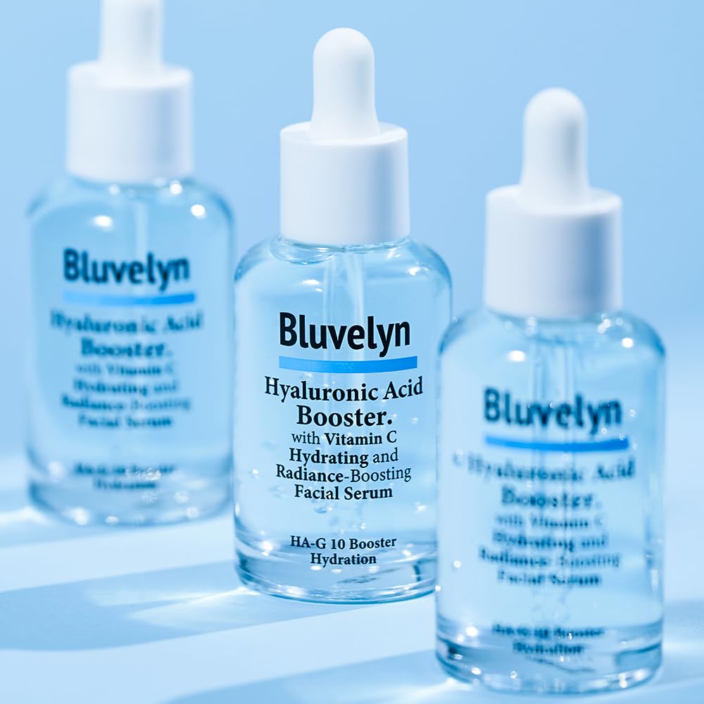Bluvelyn 10-Layer Hyaluronic Acid Booster Serum – 100,000ppm High Concentration with Vitamin C – Deep Hydration & Brightening for All Skin Types, (50ml /1.69 fl.oz)