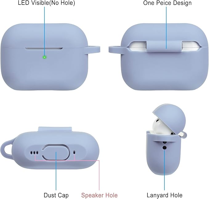 Case for Apple Airpods Pro 3 (2025) - VOTILE Airpods Pro 3 Cases Cover Women Silicone iPods Pro 3 Earbuds Wireless Accessorie Charging Cases Girl Keychain for Airpod iPods Pro 3 Generation - Blue