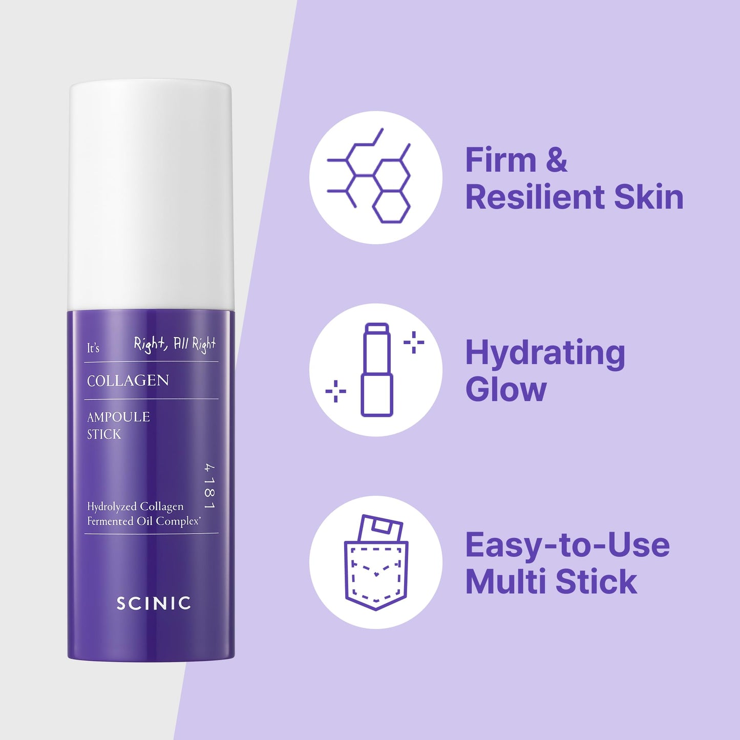 [Set of 2] SCINIC Collagen Ampoule Stick – 0.35 fl.oz Each, Anti-Aging & Hydrating Multi-Balm with Low-Molecular Collagen & Fermented Oil for Firm, Radiant Skin | Korean Skincare