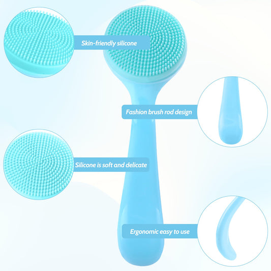 2Pack Silicone Face Brush Manual Face Scrub Brush Soft Facial Brushes Waterproof Exfoliating Face Brush Skin Friendly Face Cleaner Brush for Women and Men Blackheads Makeup Residues Removal