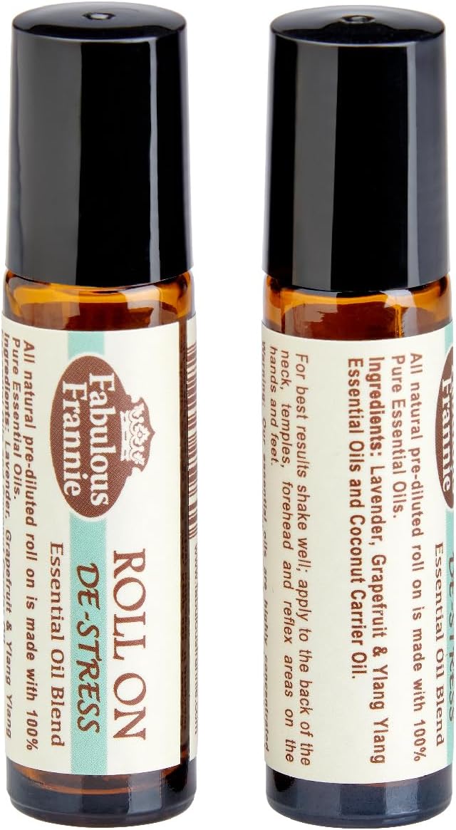 Fabulous Frannie De-Stress Essential Oil Blend Roll-On Grapefruit, Lavender, Ylang Ylang Pure Essential Oils and Coconut Oil 10ml